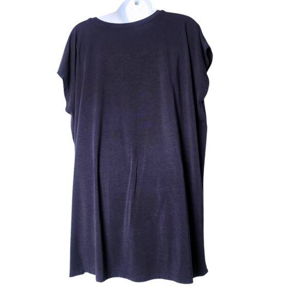 EILEEN FISHER Navy Blue Tencel Lyocell V-Neck Tunic Top Size M Relaxed Fit - Picture 2 of 7